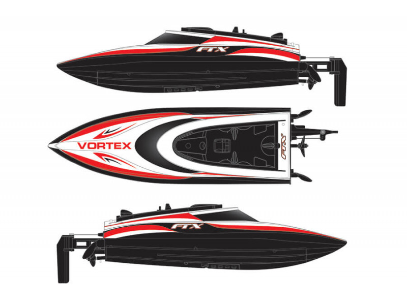 FTX Zwarte Vortex 44cm High-Speed R/C Raceboot - FTX0701