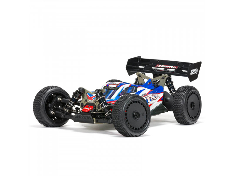ARRMA 1/8 TLR Tuned TYPHON 6S 4WD BLX Buggy RTR, Rood/Blauw