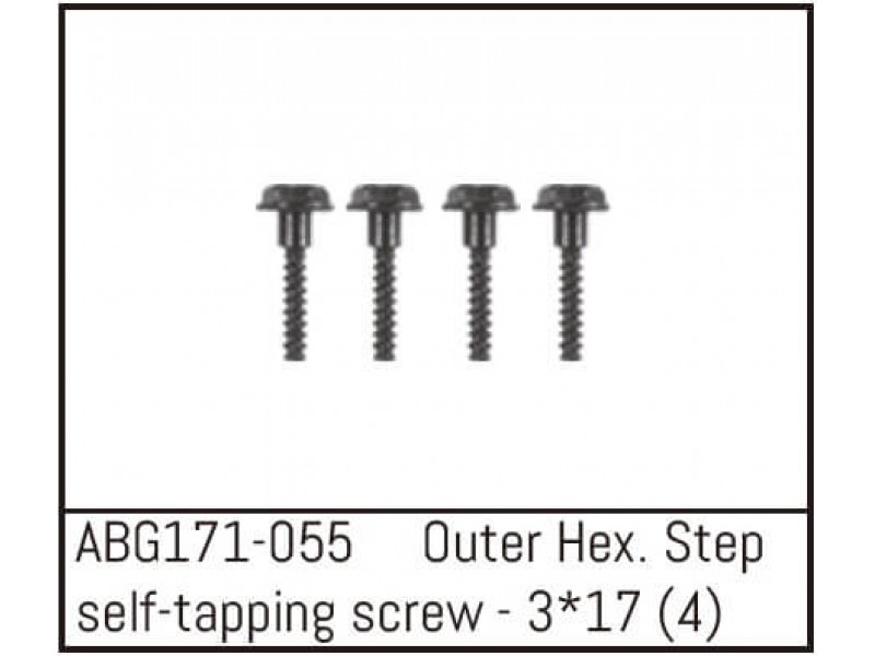 Absima Zelftappende Schroeven M3x17 4 stuks voor 1/14 - ABG171-055