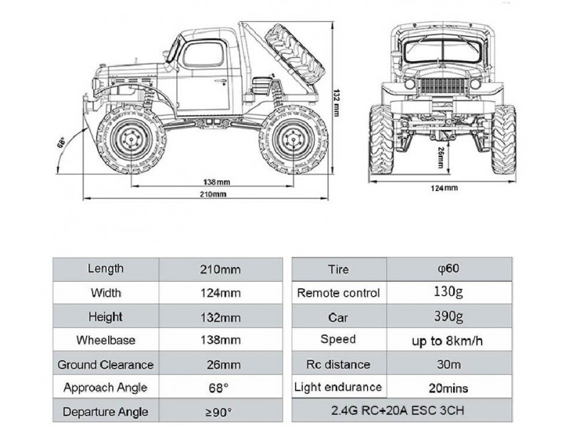 FMS FCX24 Power Wagon V2 RTR Crawler 1/24 - Blauw