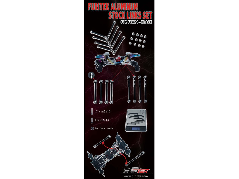 Furitek Aluminium Links Set voor FCX24 Zwart - FUR-2212