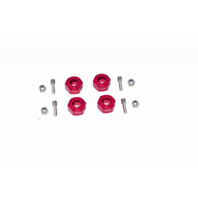 GPM Rode Alu Hex Adapter 12x7mm - 12 stuks voor ARRMA 1/10