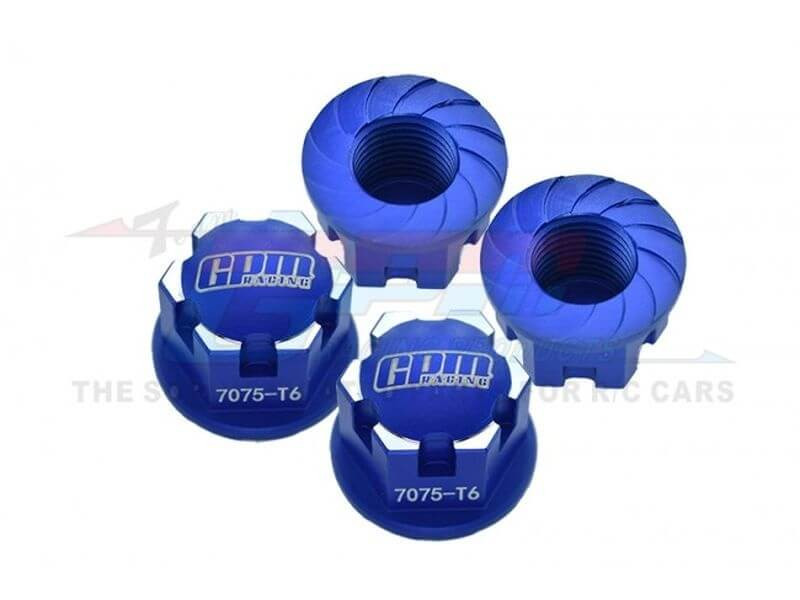 GPM Alu Wielnaafset Blauw 4st voor TRX 1/10 E-Revo, Maxx, Sledge