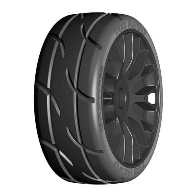 1:8 GT T03 REVO XM2 SuperSoft Tyres on 20 Spoke FLEX Wheels - Black