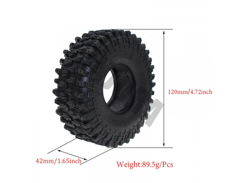 INJORA 4st 1.9" 120x42mm Rubber Banden voor 1/10 RC Rock Crawlers