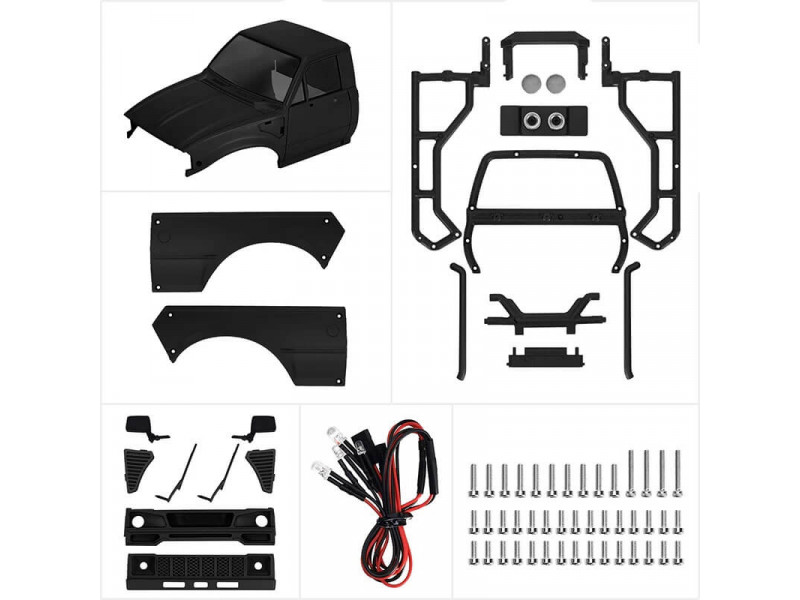 INJORA Pickup Hard Body voor Axial SCX24 Zwart - IR60-24BK