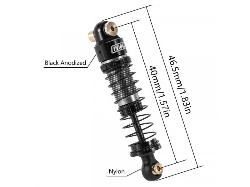 INJORA Alu 40mm Big Bore Schokbrekers Olie Gevuld voor Axial SCX24 - 4st