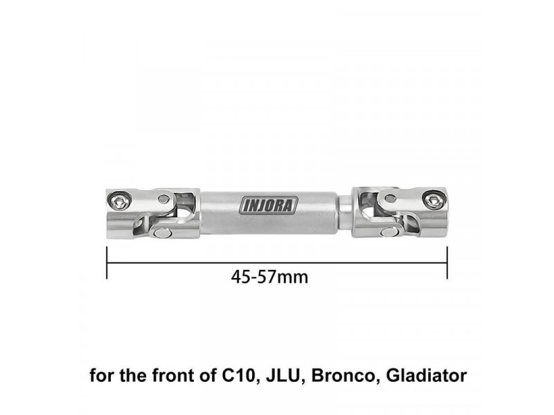 INJORA RVS Aandrijfas voor SCX24 45-57mm - SCX24-181-45