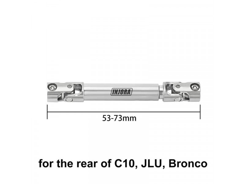 INJORA RVS Aandrijfas voor SCX24 53-73mm - SCX24-181-53