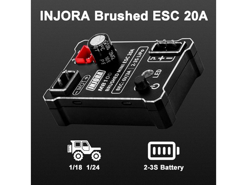 INJORA Brushed Mini ESC 20A voor 1/18 - 1/24 Crawlers - MB100-R80