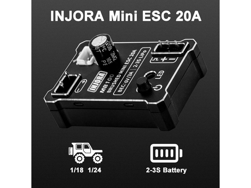 INJORA Mini Brushed Regelaar 20A voor 1/18 - 1/24 - MB100