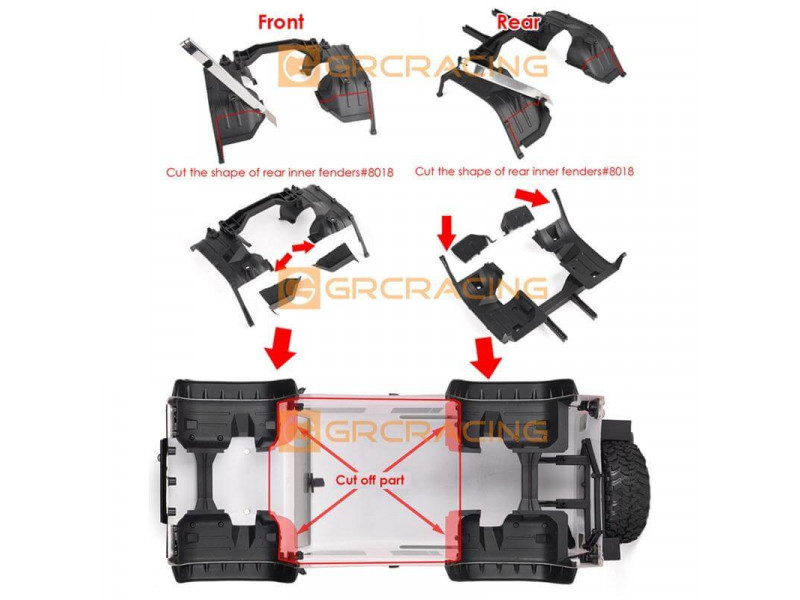 INJORA Volledig Interieur Traxxas TRX-4 Defender - Zwart