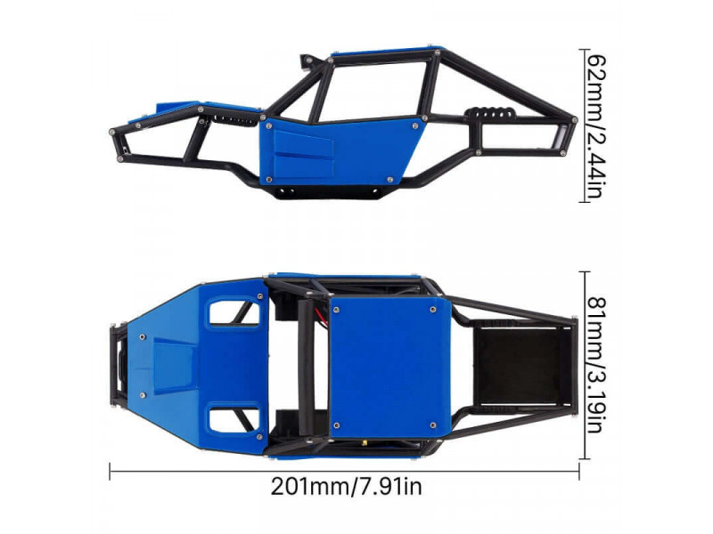 INJORA Rock Tarantula Nylon Buggy Kit voor TRX-4m - Blauw