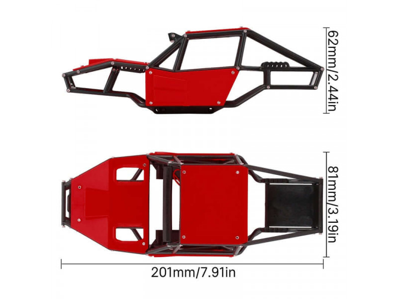 INJORA Rock Tarantula Nylon Buggy Kit voor TRX-4m - Rood
