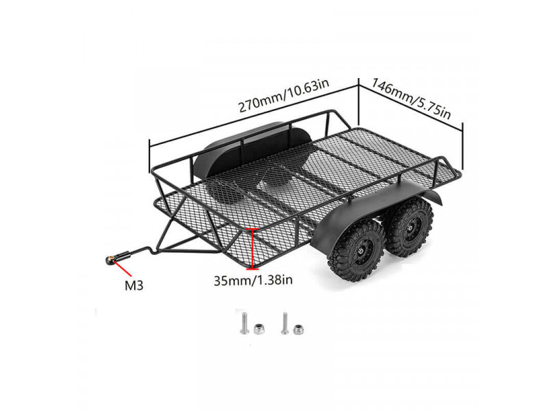 INJORA Metalen Aanhangwagen voor 1/18 RC Crawlers