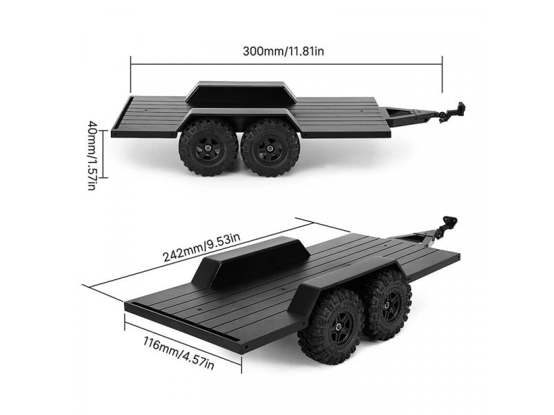 INJORA Aanhanger met Trekhaak voor Traxxas TRX-4m - AX-TC09