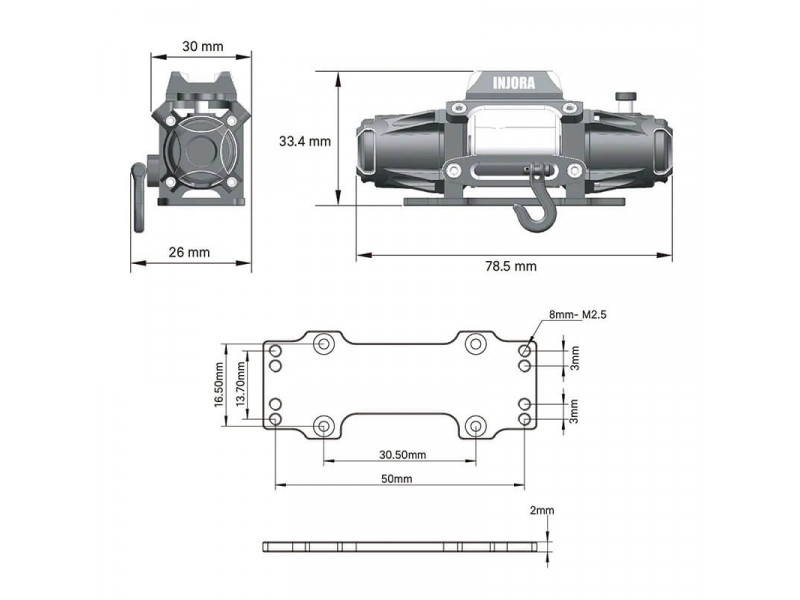 INJORA Dual Motor Alu Lier met Controller voor 1/10 Crawler