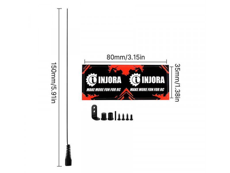 INJORA Metalen Antenne met Vlag voor 1/18 - 1/24 Crawlers