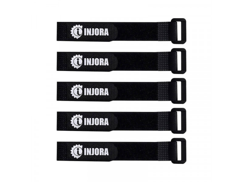 INJORA Batterij Klittenband Straps 200x20mm 5st - Zwart - INA108-5-20