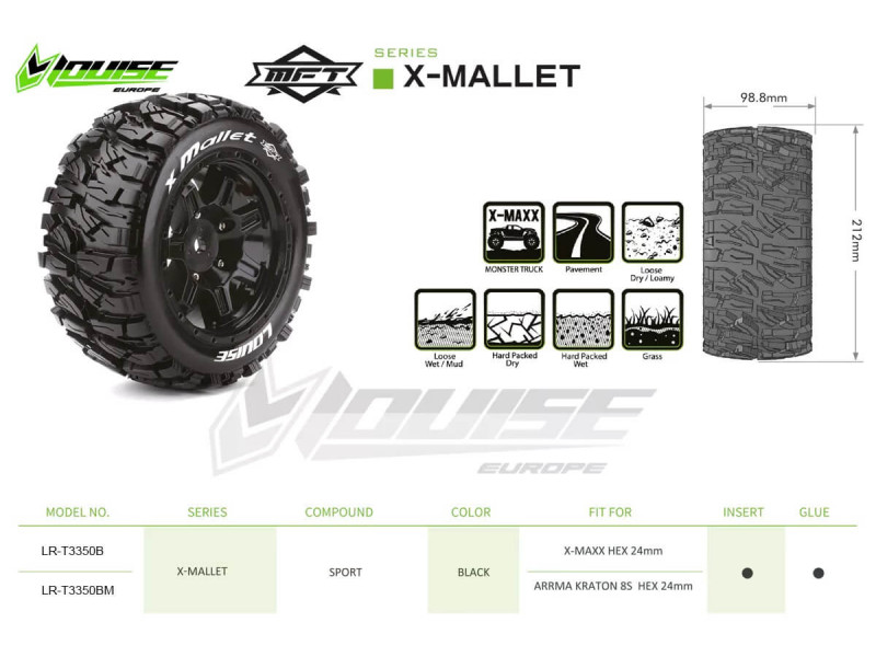 Louise RC - MFT - X-MALLET Banden - ARRMA Kraton 8S - Gemonteerd - Sport