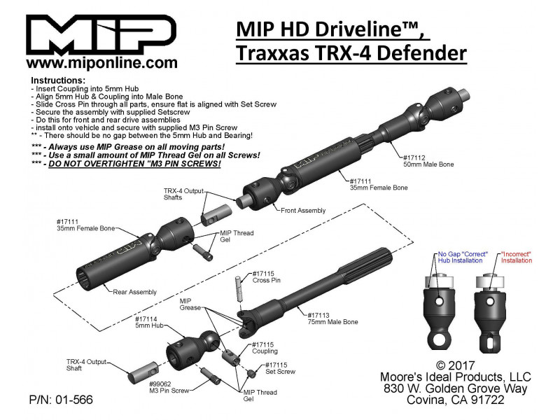 MIP HD Aandrijflijn Set Traxxas TRX-4 Defender - MIP17110