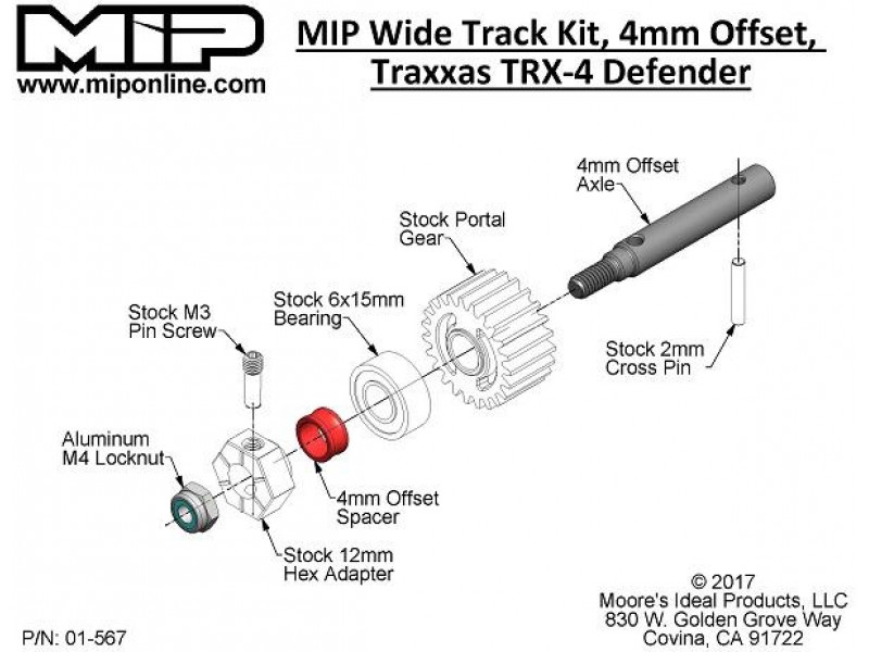 MIP Wide Track Set 4mm Offset voor Traxxas TRX-4 - MIP18260