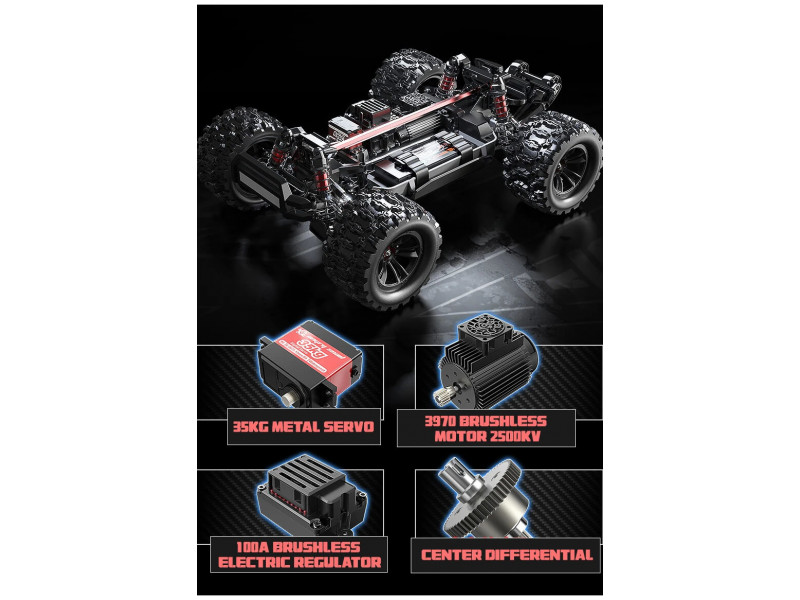 MJX 10208 V2 Brushless 4WD Monster Truck Black 1/10 - RTR