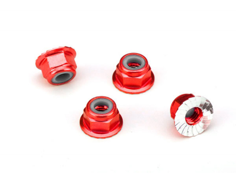 Traxxas Aluminium Wielmoer M4 (4st.) - Rood - TRX1747A