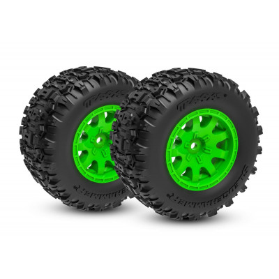 Traxxas Sledgehammer Achterbanden op Groene Velgen (2.1" outer, 2.6" inner) 2st - TRX10770