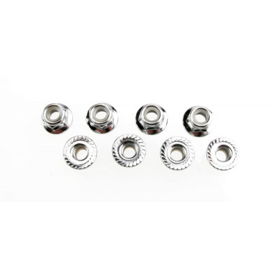 Nuts, 5mm flanged nylon locking (steel, serrated) (8), TRX5147X