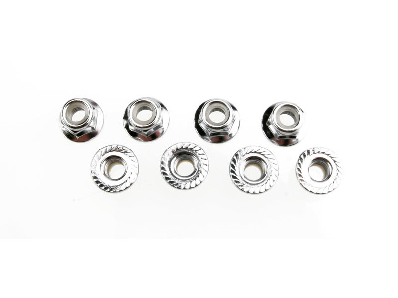Nuts, 5mm flanged nylon locking (steel, serrated) (8), TRX5147X