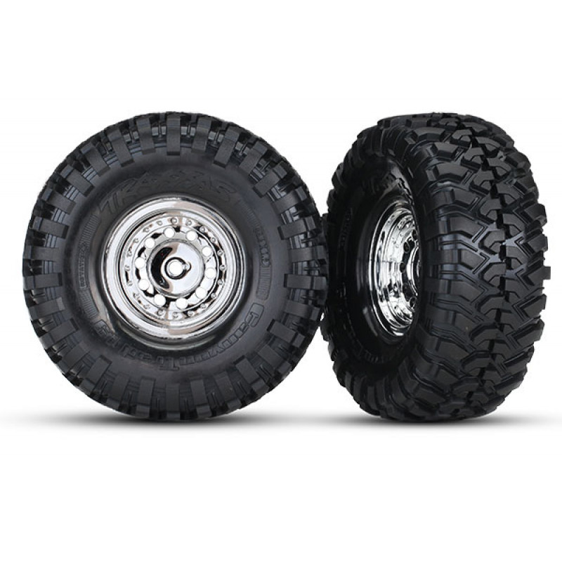 Traxxas Chrome Wheels with Canyon Trail 1.9" Tyres set TRX8177