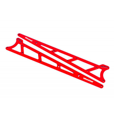 Traxxas Alu Zijplaten, wheelie bar, rood, 2st - TRX9462R