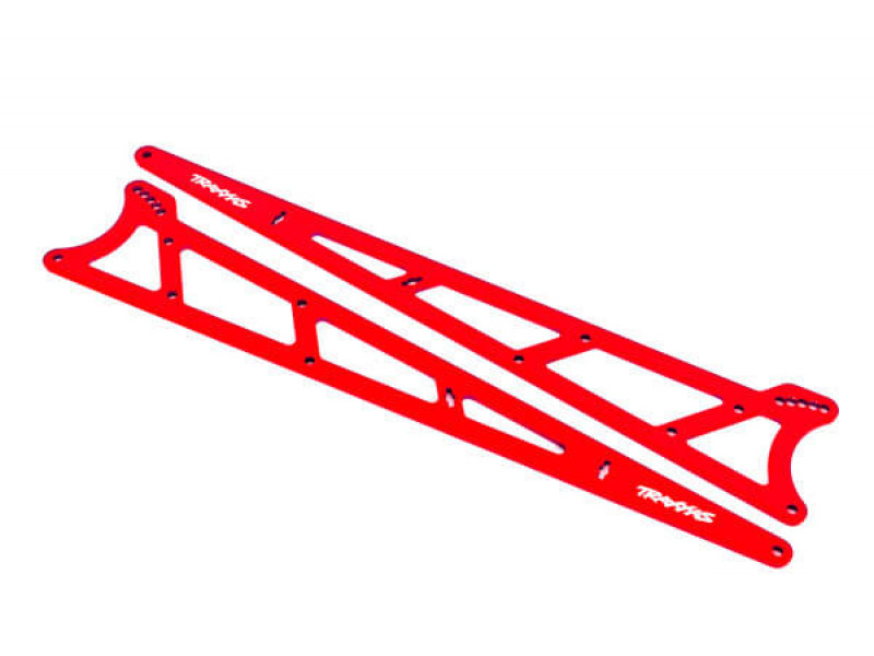 Traxxas Alu Zijplaten, wheelie bar, rood, 2st - TRX9462R