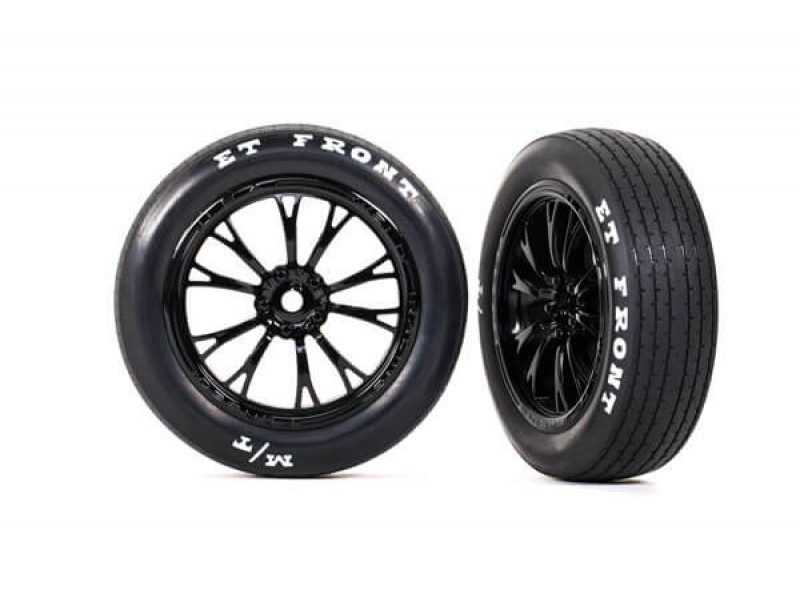Traxxas Tires & wheels (gloss black) (front), 2pcs - TRX9474