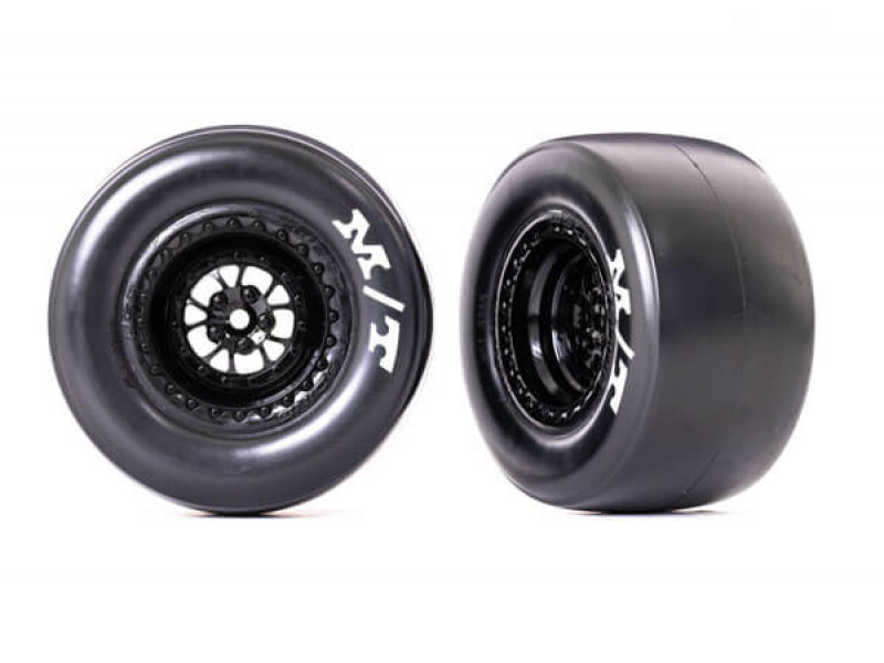 Traxxas Tires & wheels (glossy black) (rear), 2pcs - TRX9476