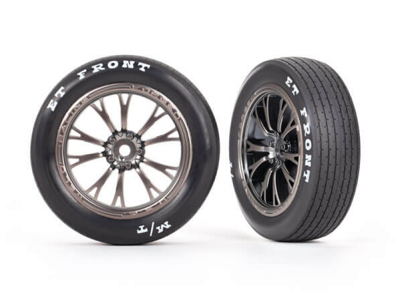Traxxas Tires & wheels (satin black) (front), 2pcs - TRX9474A