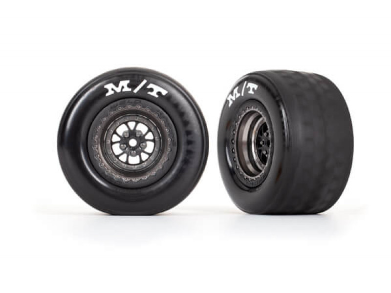 Traxxas Tires & wheels (satin black) (rear), 2pcs -TRX9475A