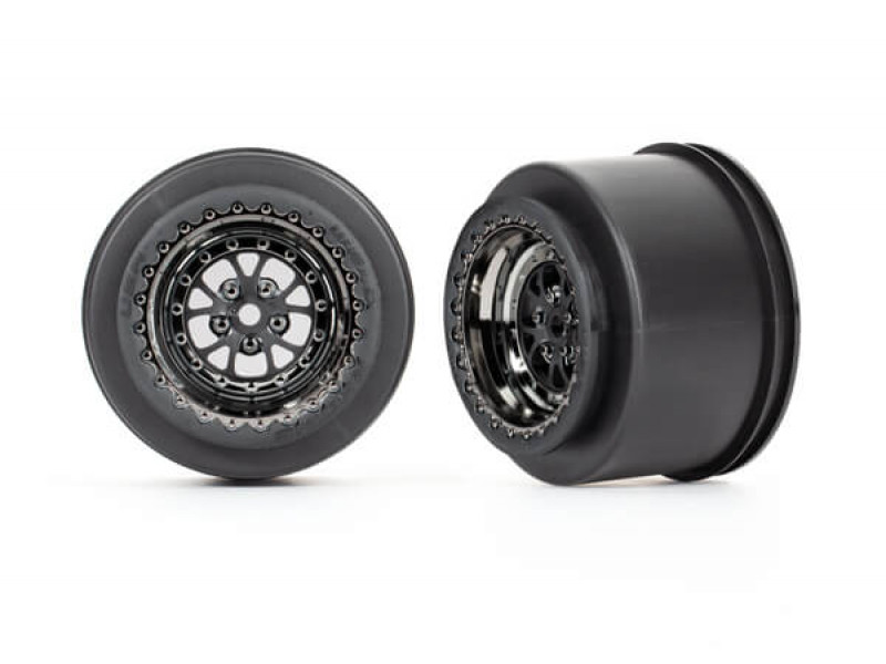 Traxxas Wheels, Weld black chrome (rear), 2pcs - TRX9473X