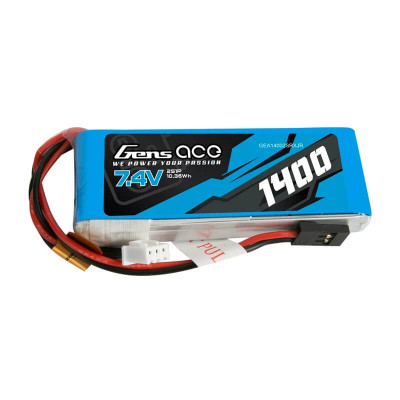 Gens Ace 1400mAh 7.4V 2S LiPo Battery with JR Plug for Transmitter