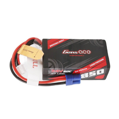 Gens Ace 2S LiPo 7.4V 850mAh 60C for Mini-T/B - EC2