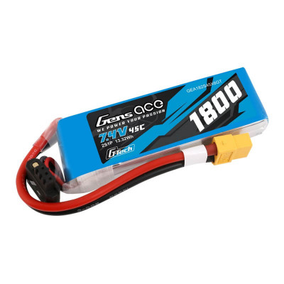 Gens Ace G-Tech 2S LiPo Battery 7.4V 1800mAh 45C - XT60