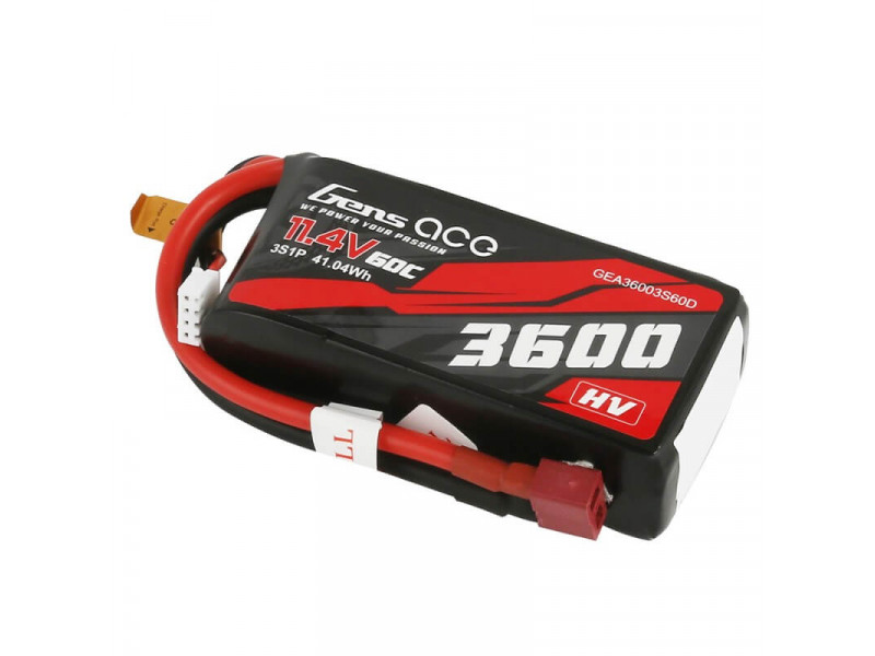 Gens Ace 3S LiPo Battery 3600mAh 11.4V 60C HV - Deans