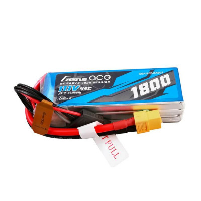 Gens Ace G-Tech 1800mAh 11.1V 45C 3S LiPo - XT60