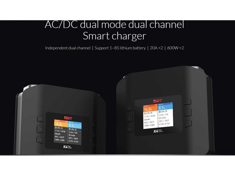 ISDT K4 Smart Duo Lader 1-8S LiPo 400W - 230V
