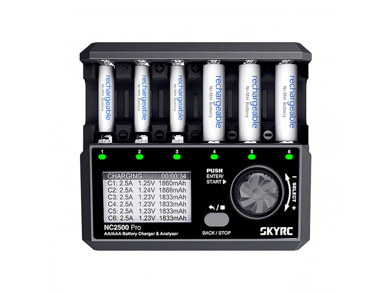 SkyRC NC2500 Pro Lader voor 6x AA/AAA Batterijen 2.5A - DC