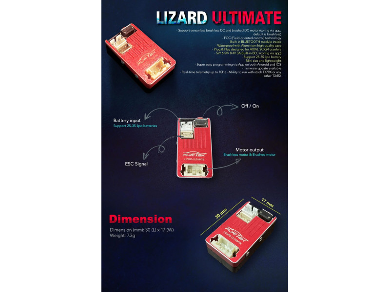 Furitek Lizard Ultimate 40A ESC Alu en Bluetooth SCX24