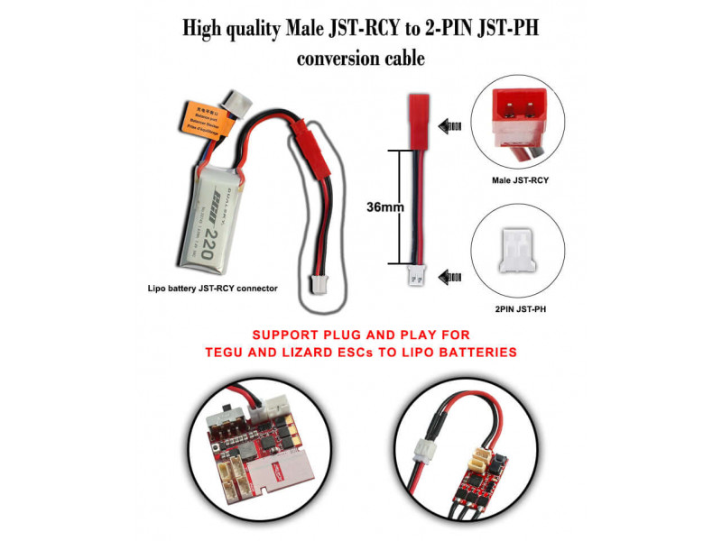 Furitek Male JST-RCY naar 2P JST-PH Adapter Kabel - FUK-2040