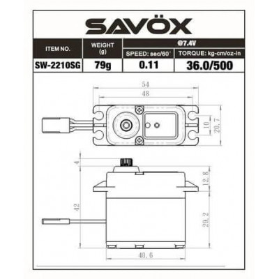 Savox Digital Brushless Servo - Waterproof - W-2210SG