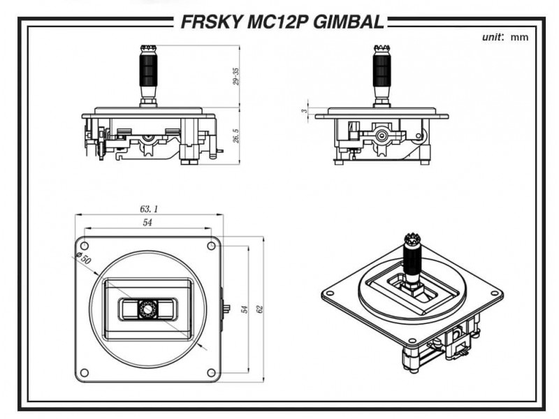 FrSky MC12P Hall Sensor Gimbal voor Horus X10/X10S - Amber